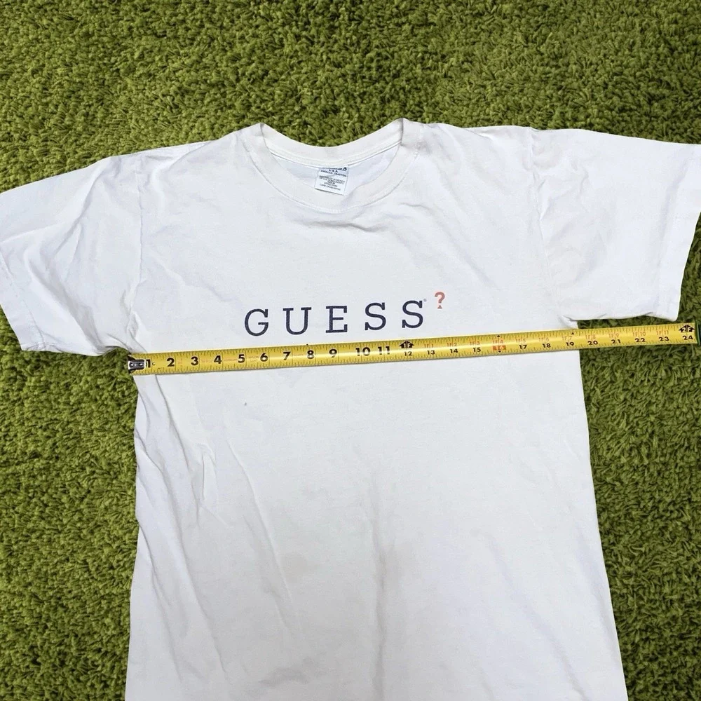 Vintage Guess Jeans T Shirt Mens M White Spell Out Logo USA Cotton Tee - Picture 5 of 6